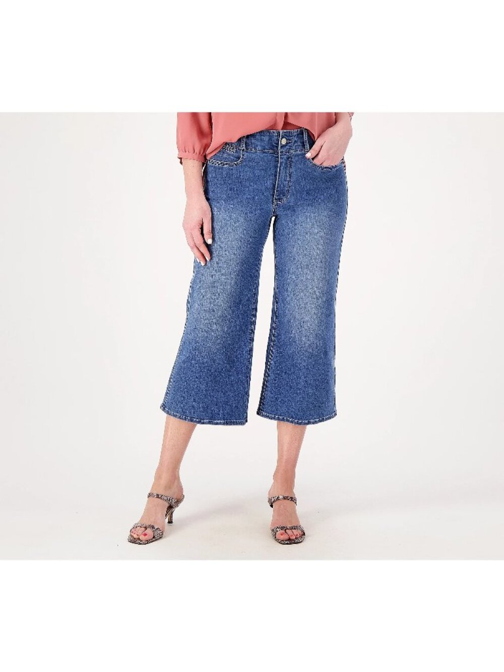 NYDJ Crop Jean Size 12 Petite Cool Embrace Wide Leg Denim Capri Blue Compass NEW